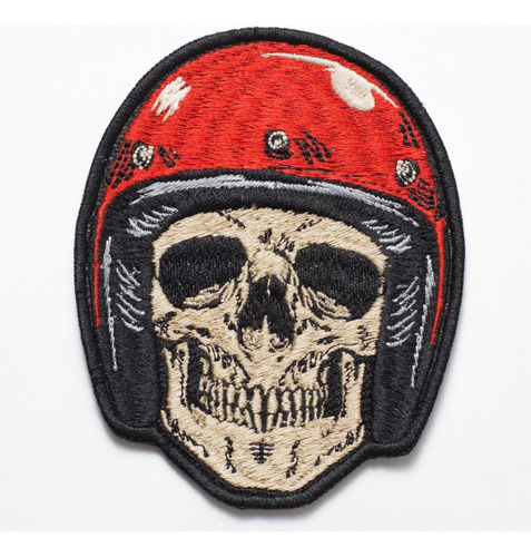 Patch Bordado Caveiras Caveira Front Cafe Racer 8x10cm