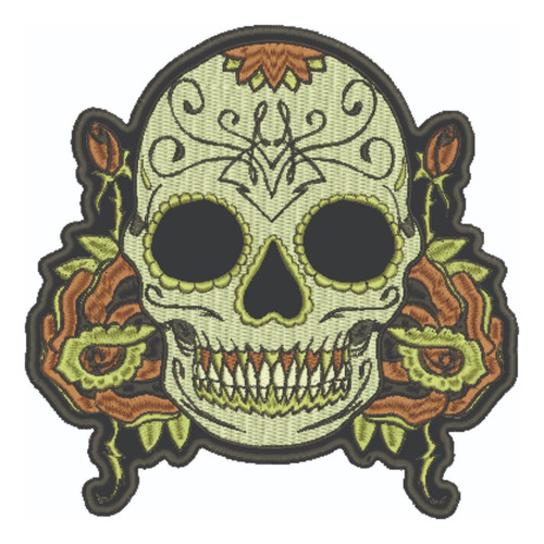 Patch Bordado Caveiras Caveira Sem Lenço 7,6x9cm