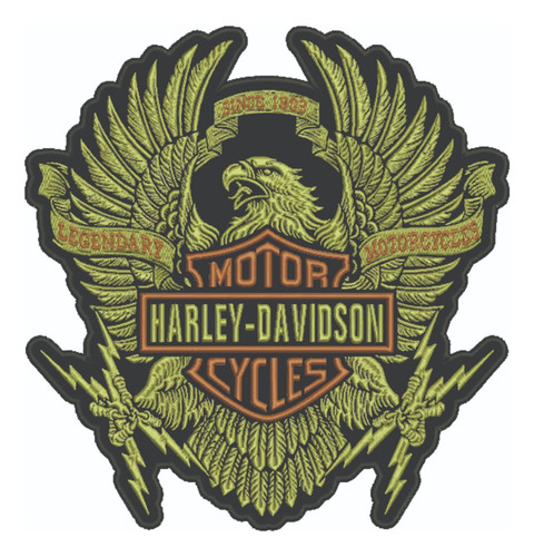 Patch Bordado Harley Davidson Aguia Legendary 28x30cm