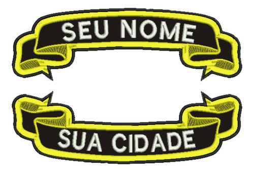 Patch Bordado Faixas Duas Moto Clube Modelo 05 30x9,6cm