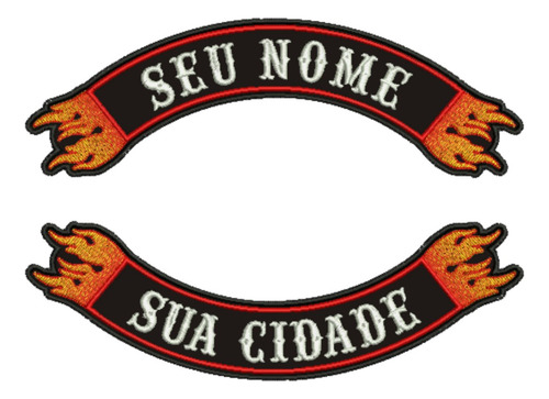 Patch Bordado Faixas Duas Faixas Moto Clube Modelo 04 30x10cm