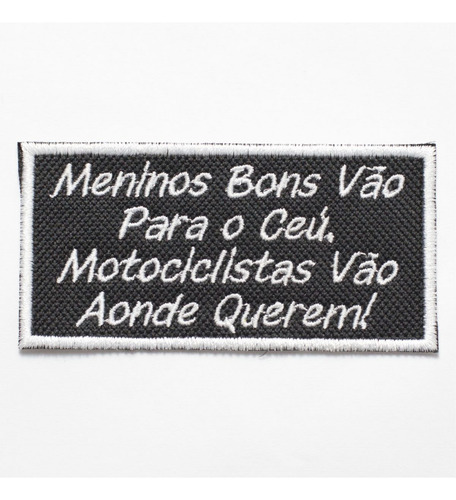 Patch Bordado Frases Frase Motociclista 03 9x4,5cm