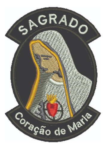 Patch Bordado Religiosos Coração De Maria 6,3x9cm