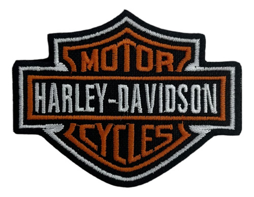 Patch Bordado Harley Davidson Logo Laranja 10x7,8cm
