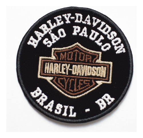 Patch Bordado Harley Davidson Sao Paulo Brasil 8x8cm