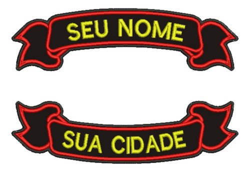 Patch Bordado Faixas Duas Faixas Moto Clube Modelo 02 30x8,2cm