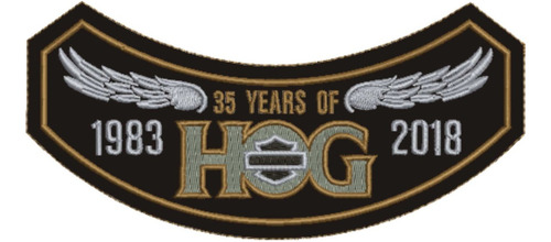 Patch Bordado Harley Davidson Hog 2018 Harley Davidson Anual 14,4x7cm