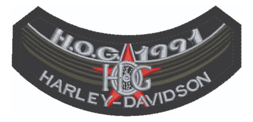 Patch Bordado Harley Davidson Hog 1991 Harley Davidson Anual 14,4x7cm