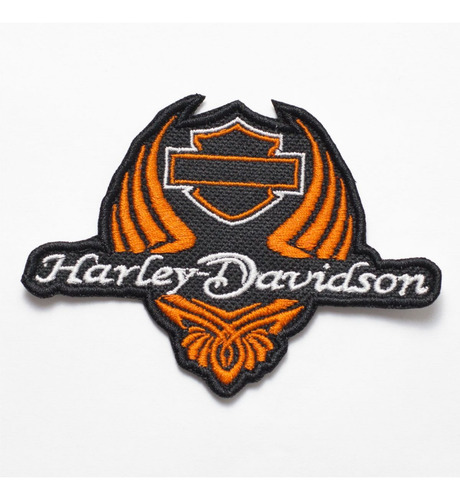 Patch Bordado Harley Davidson Tribal Laranja 10x7,1cm