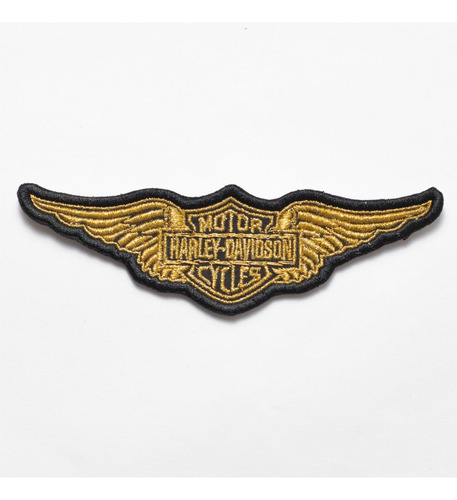 Patch Bordado Harley Davidson Asas Dourada 11,9x3,7cm
