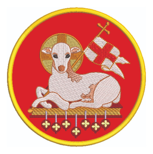 Patch Bordado Religiosos Agnus Dei 8 Cm 8x8cm