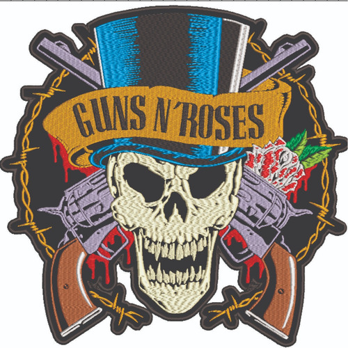 Patch Bordado Música Guns N Roses Cartola 28x28cm