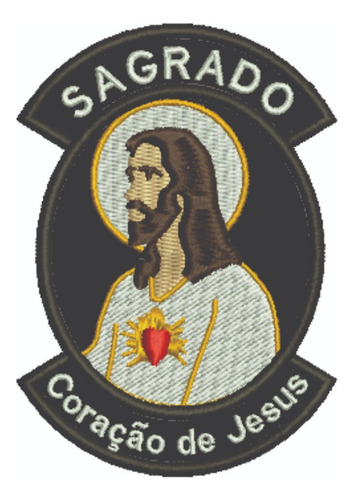Patch Bordado Religiosos Coração De Jesus 6,3x9cm