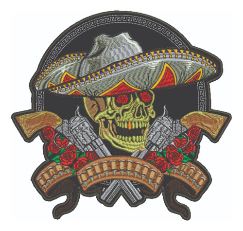 Patch Bordado Grandes Caveira Mexicana 28x26cm
