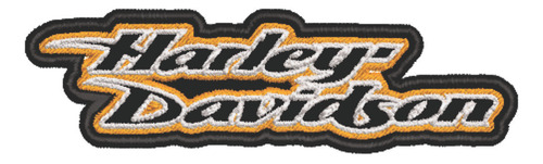 Patch Bordado Harley Davidson Laranja 10x3,4cm