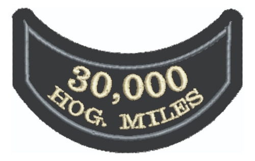 Patch Bordado Harley Davidson Mileage 30000 Hog Harley Davidson 7,7x4,8cm