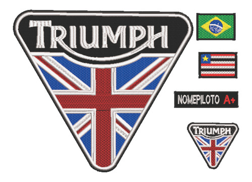Patch Bordado Triumph Kit 5 Triumph Classic Color And Black Tph013 28x25cm
