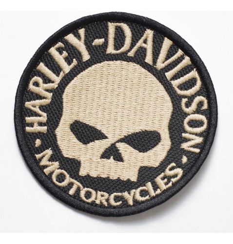 Patch Bordado Harley Davidson Skull Marron Beg 6x6cm