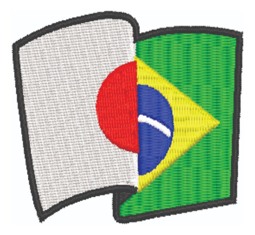Patch Bordado Bandeiras Bandeira Brasil E Japão 7x6cm