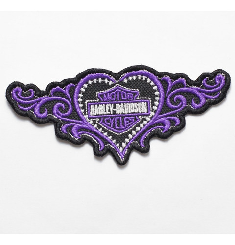 Patch Bordado Harley Davidson Coracao Asas 12x5,3cm
