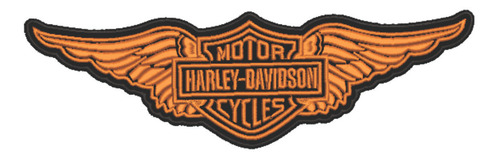 Patch Bordado Harley Davidson Asas Dourada 30x9,2cm