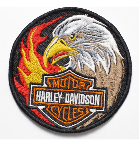 Patch Bordado Harley Davidson Aguia Circular 8x8cm