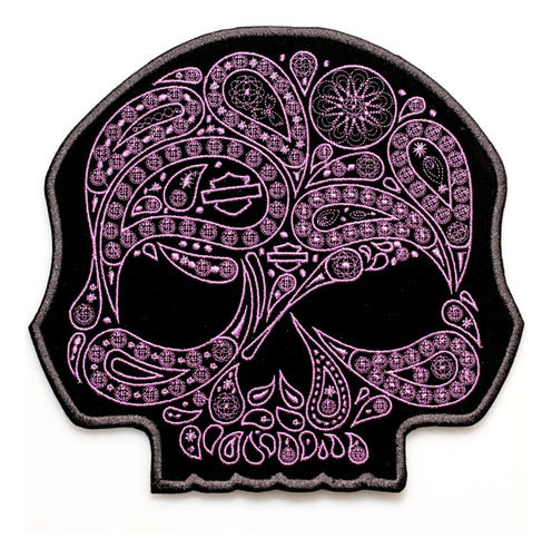 Patch Bordado Harley Davidson Skull Estilizado 28x27cm