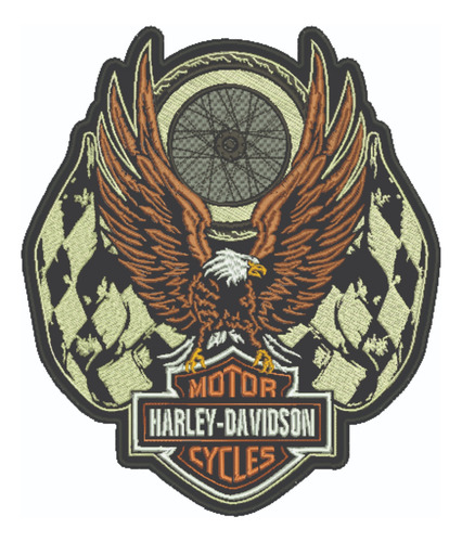 Patch Bordado Harley Davidson Aguia Bandeira 25x30cm