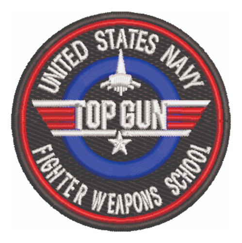 Patch Bordado Top Gun Gun Figther School Weapons 8x8cm