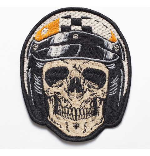 Patch Bordado Caveiras Caveira Capacete Policial 6,5x8cm