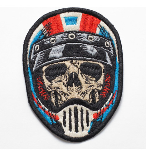 Patch Bordado Caveiras Caveira Capacete 02 5,8x8cm