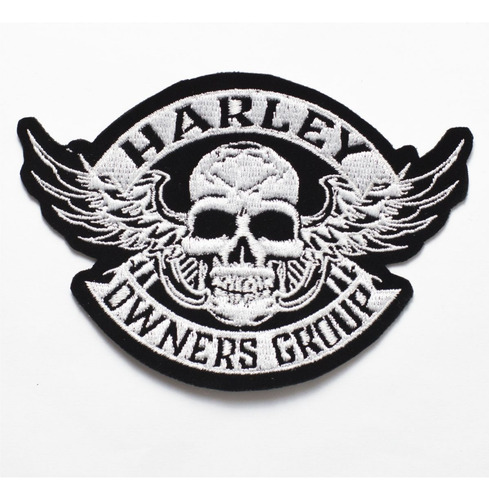 Patch Bordado Harley Davidson Hog Caveira 12x8,3cm