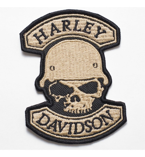 Patch Bordado Harley Davidson Militar Marron 7,3x10cm