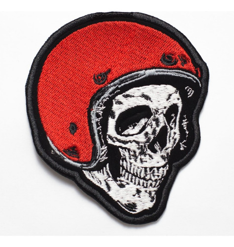 Patch Bordado Caveiras Caveira Capacete 8,5x9,7cm