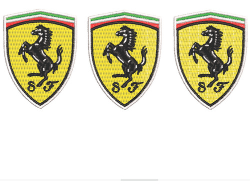 Patch Bordado Carros Kit 3 Bordados Ferrari 3,6x5cm