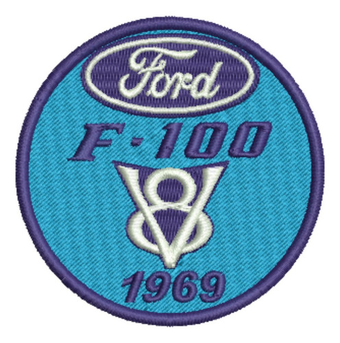 Patch Bordado Carros Ford F-100 V8 8x8cm