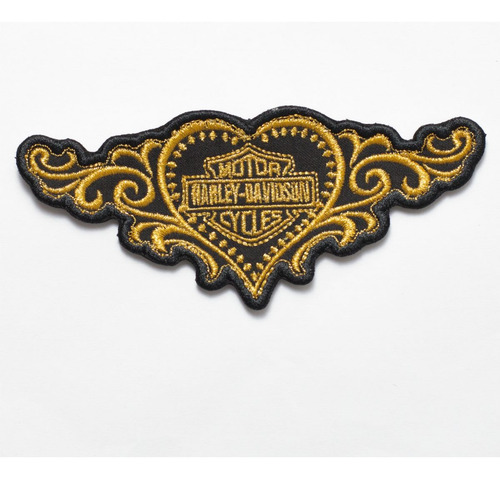 Patch Bordado Harley Davidson Coraç Asas Dou 12x5,3cm