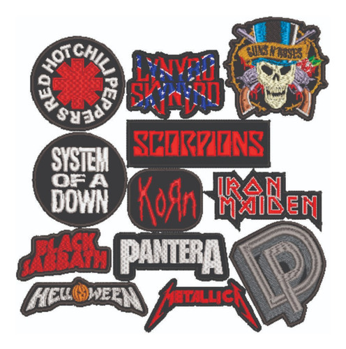 Patch Bordado Música Kit Bandas 1x1cm