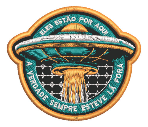Patch Bordado Aliens Eles Estao Por Aqui 8,8x7,5cm