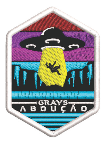 Patch Bordado Aliens Gravs Abdução 5,5x7,5cm