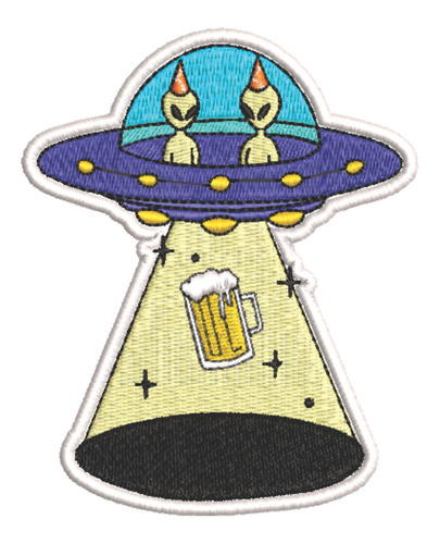 Patch Bordado Aliens Et Cerveja 8,5x10cm