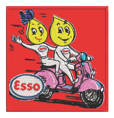 Patch Bordado Carros Esso Casal Lambreta 10x9,5cm