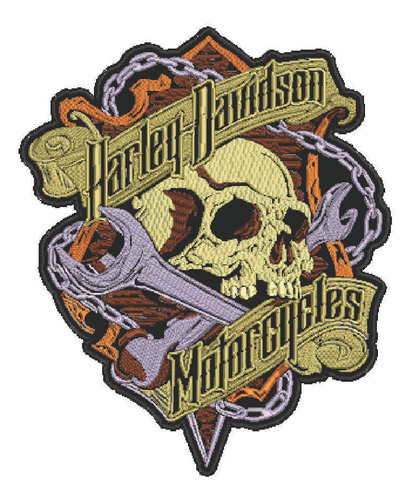 Patch Bordado Caveiras Hd Caveira Correntes 33x28cm