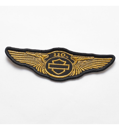 Patch Bordado Harley Davidson 110 Anos Dourado 10x3cm