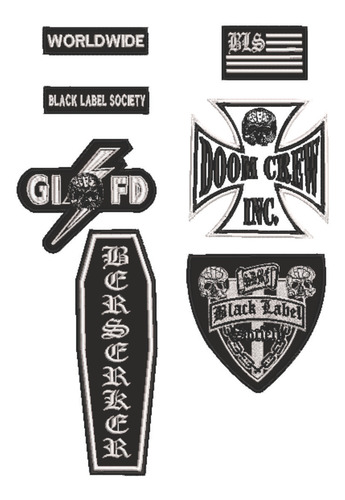 Patch Bordado Fórmula 1 Kit Black Label Society Masculino Frente 13x13cm