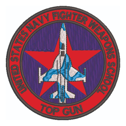 Patch Bordado Top Gun Gun Navy Figther School Weapo 8x8cm