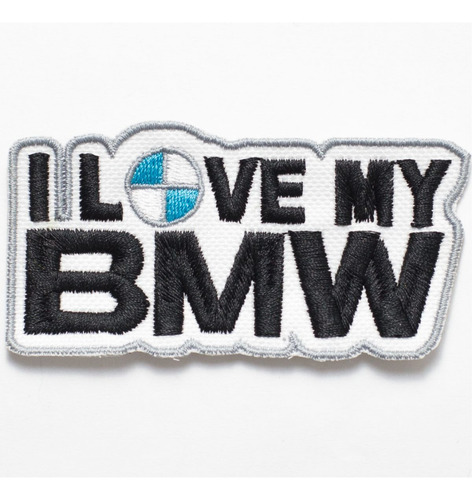 Patch Bordado BMW I Love My Bmw 9x4,5cm