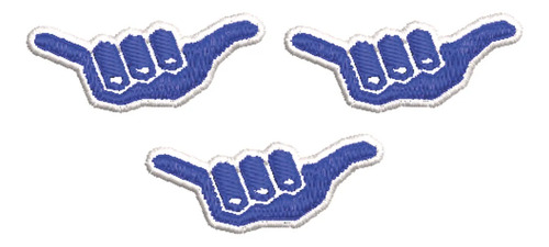 Patch Bordado Diversos Kit 3 Hang Loose 4x1,6cm