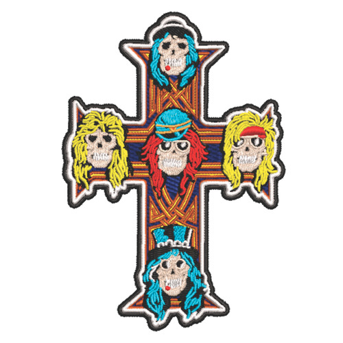 Patch Bordado Música Guns N Roses Cruz 8,3x12cm