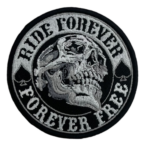 Patch Bordado Caveiras Caveira Ride Forever P 9x9cm